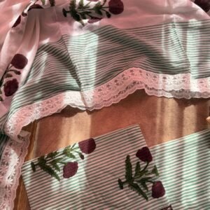 Mul Cotton Unstitched Suit with Lace Dupatta – MCL02