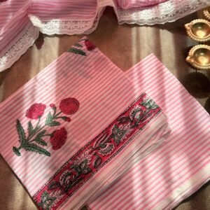 Mul Cotton Unstitched Suit with Lace Dupatta – MCL03
