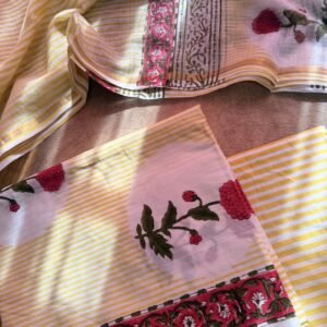 Mul Cotton Unstitched Suit with Lace Dupatta – MCL04
