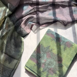 Pomegranate Peel Cotton Unstitched Suit with Kota Doriya Dupatta – PCK002