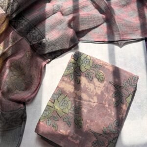 Pomegranate Peel Cotton Unstitched Suit with Kota Doriya Dupatta – PCK003