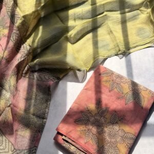 Pomegranate Peel Cotton Unstitched Suit with Kota Doriya Dupatta – PCK007