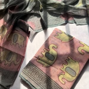 Pomegranate Peel Cotton Unstitched Suit with Kota Doriya Dupatta – PCK009