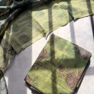 Pomegranate Peel Cotton Unstitched Suit with Kota Doriya Dupatta – PCK010