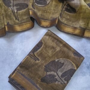 Mustard and Brown Pomegranate Peel Dyed Maheshwari Unstitched Suit
