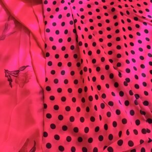 Dark Pink Polka Georgette Unstitched Suit