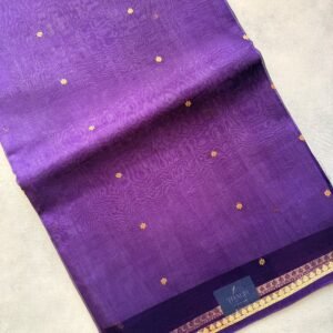 Deep Purple Kora Silk Saree with Small Border Buttas