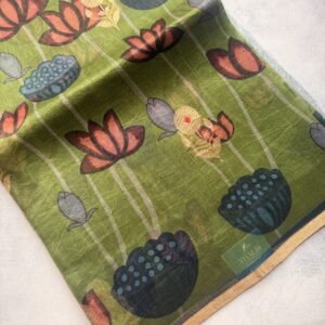 Green Kora Organza Silk Saree with Meenakari Work