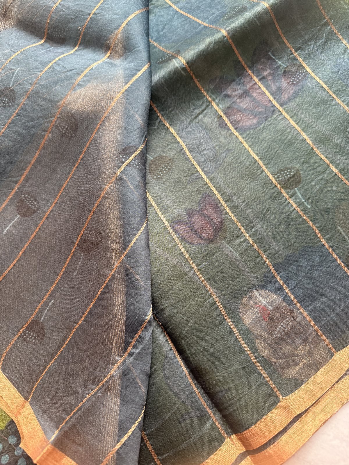 Green Kora Organza Silk Saree with Meenakari Work – view 3