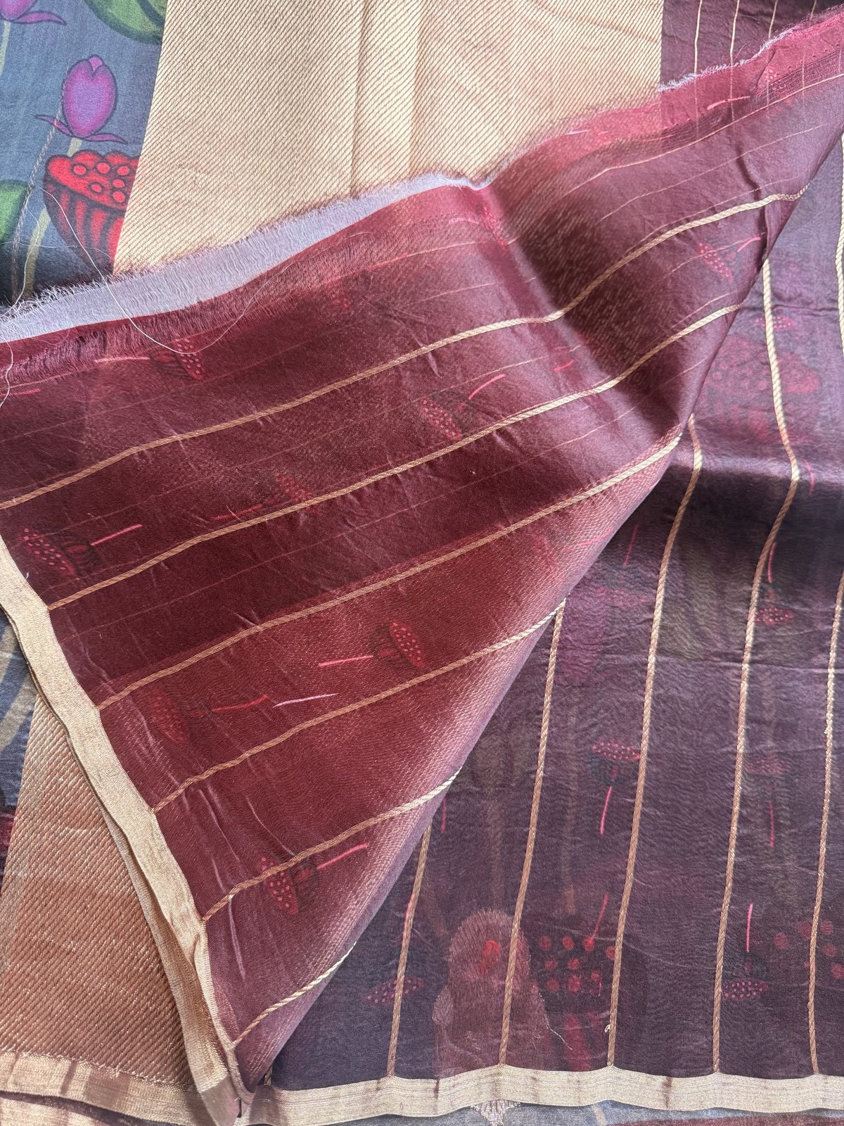 Grey Handloom Kora Organza Silk Saree with Meenakari Weaving – view 4