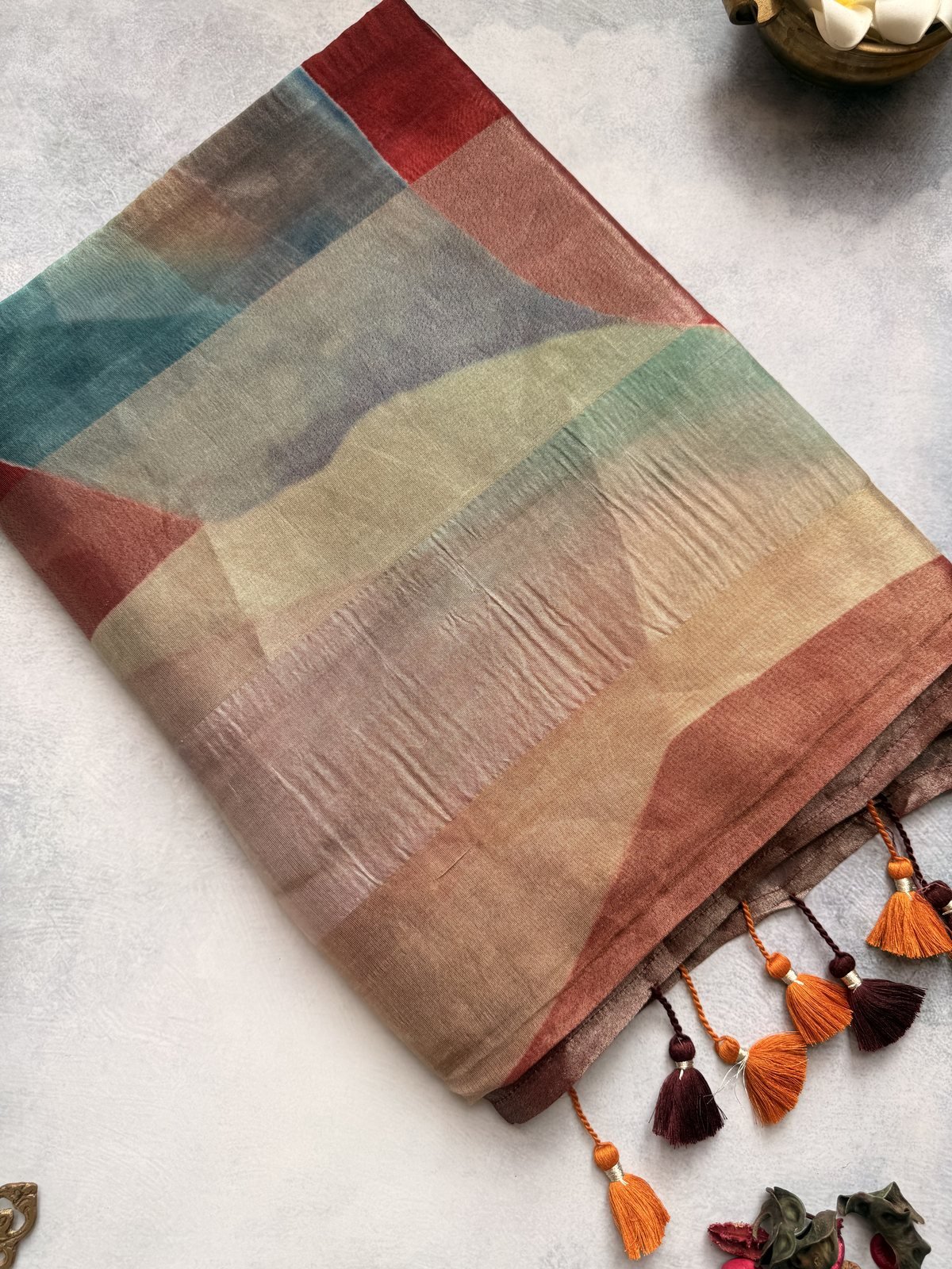 Maroon Tissue by Kora Silk Designer Saree – view 2