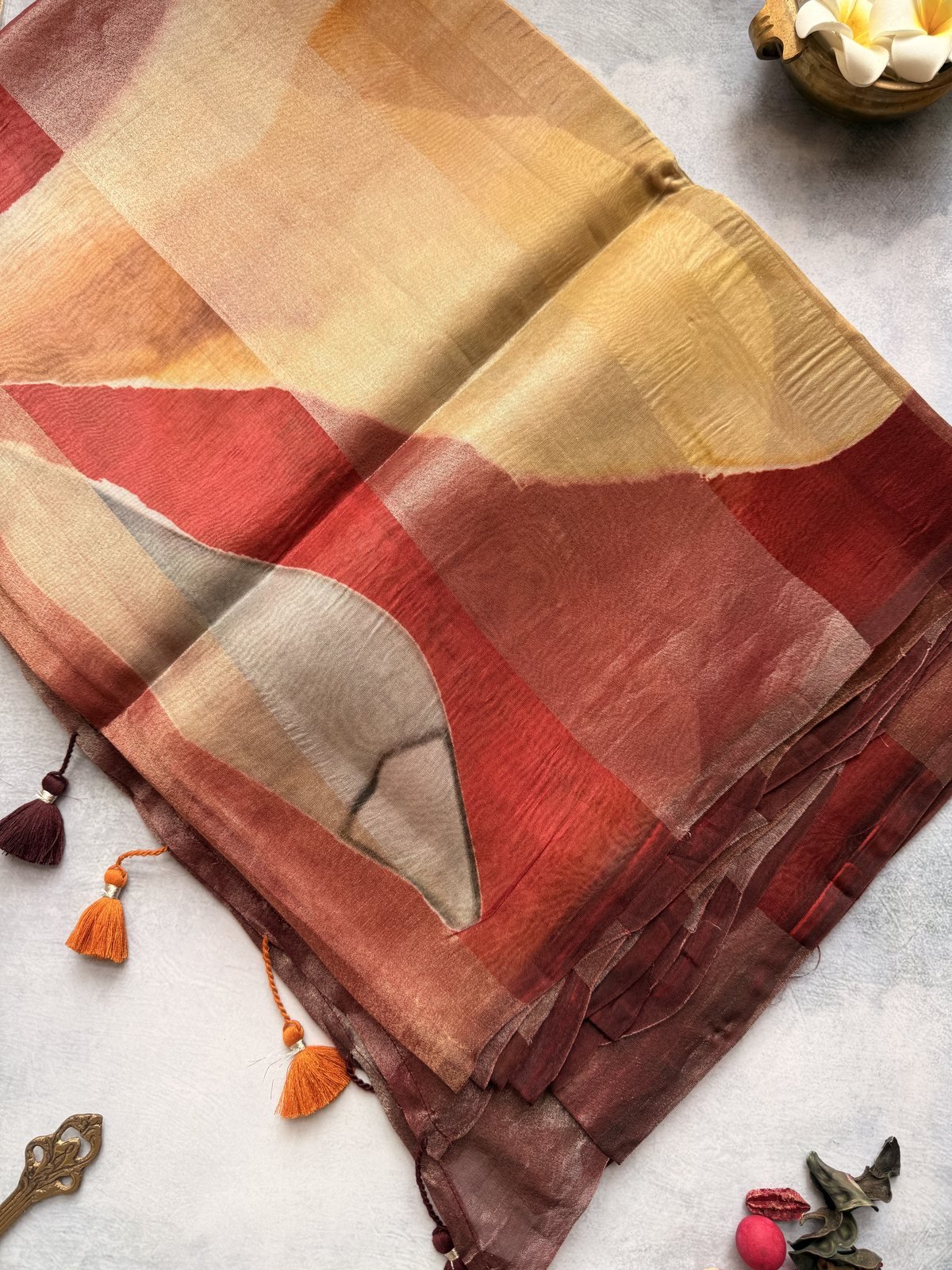 Maroon Tissue by Kora Silk Designer Saree – view 3