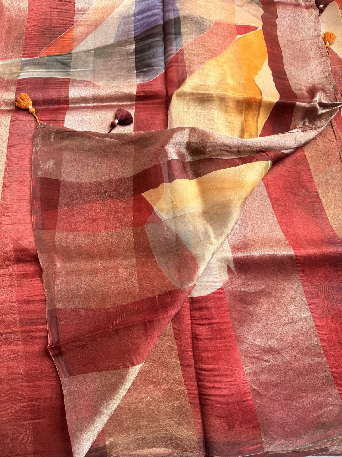 Maroon Tissue by Kora Silk Designer Saree – view 7