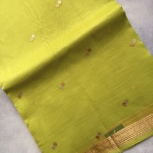 Parrot Green Kora Silk Saree with Sona Rupa Weaving