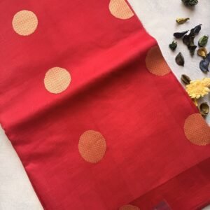 Red Kora Organza Saree with Gold Weaving Buttas