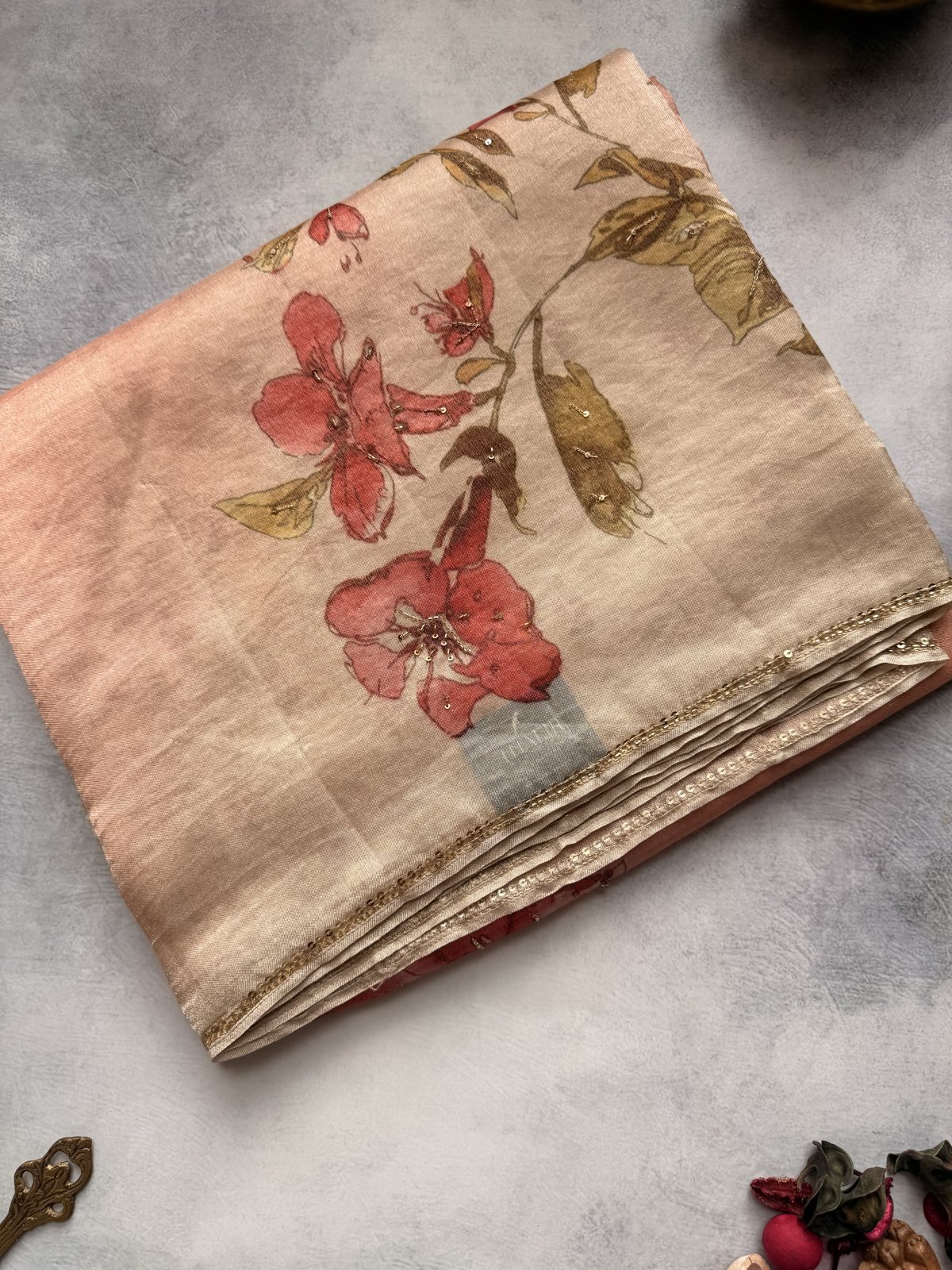Rich Cream Organza Designer Saree – view 2