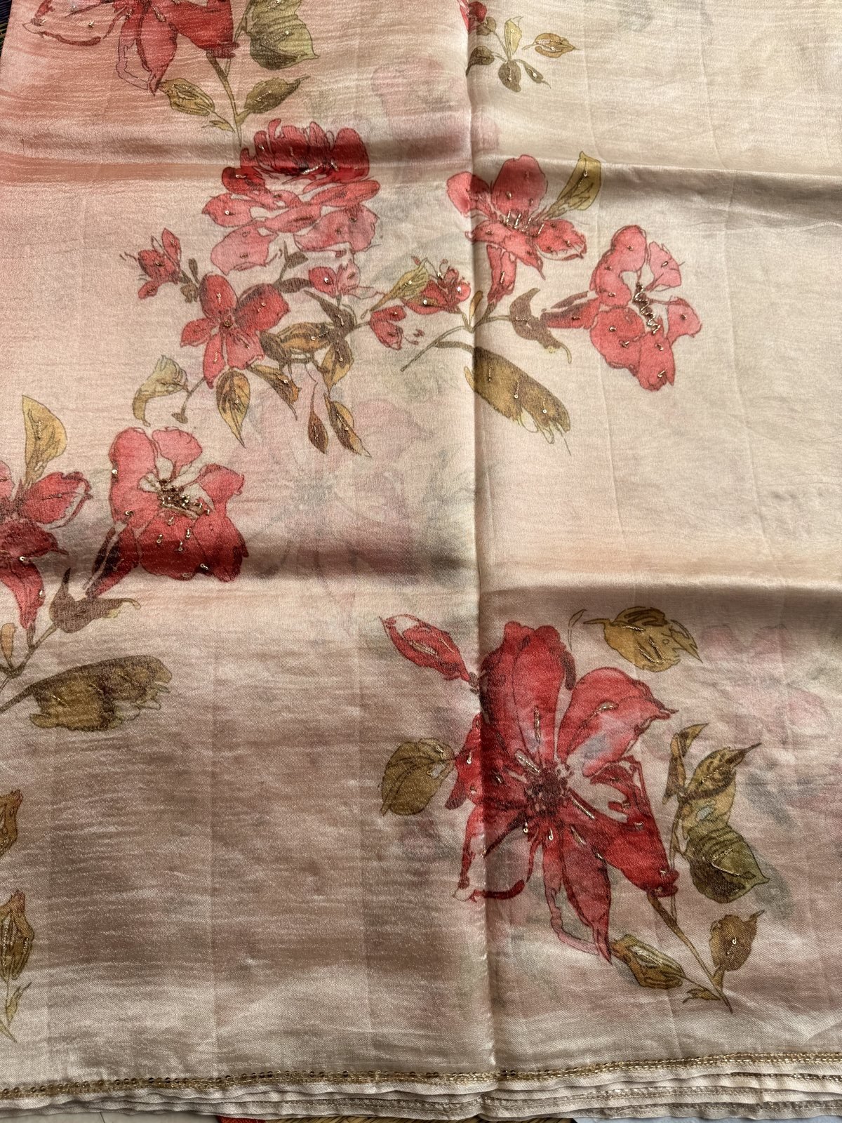 Rich Cream Organza Designer Saree – view 3