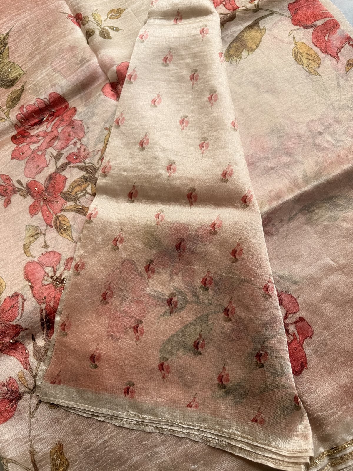 Rich Cream Organza Designer Saree – view 5