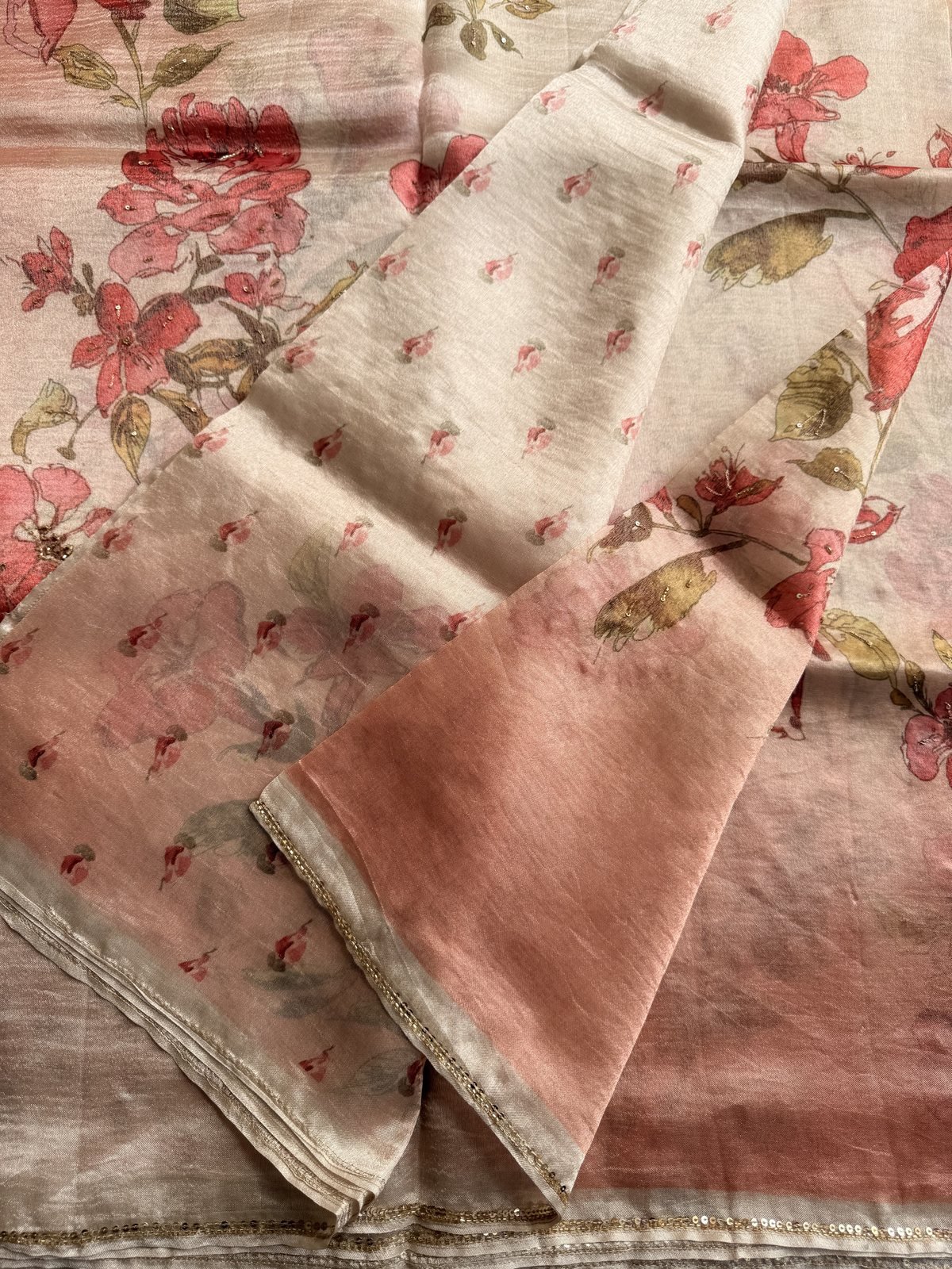 Rich Cream Organza Designer Saree – view 6