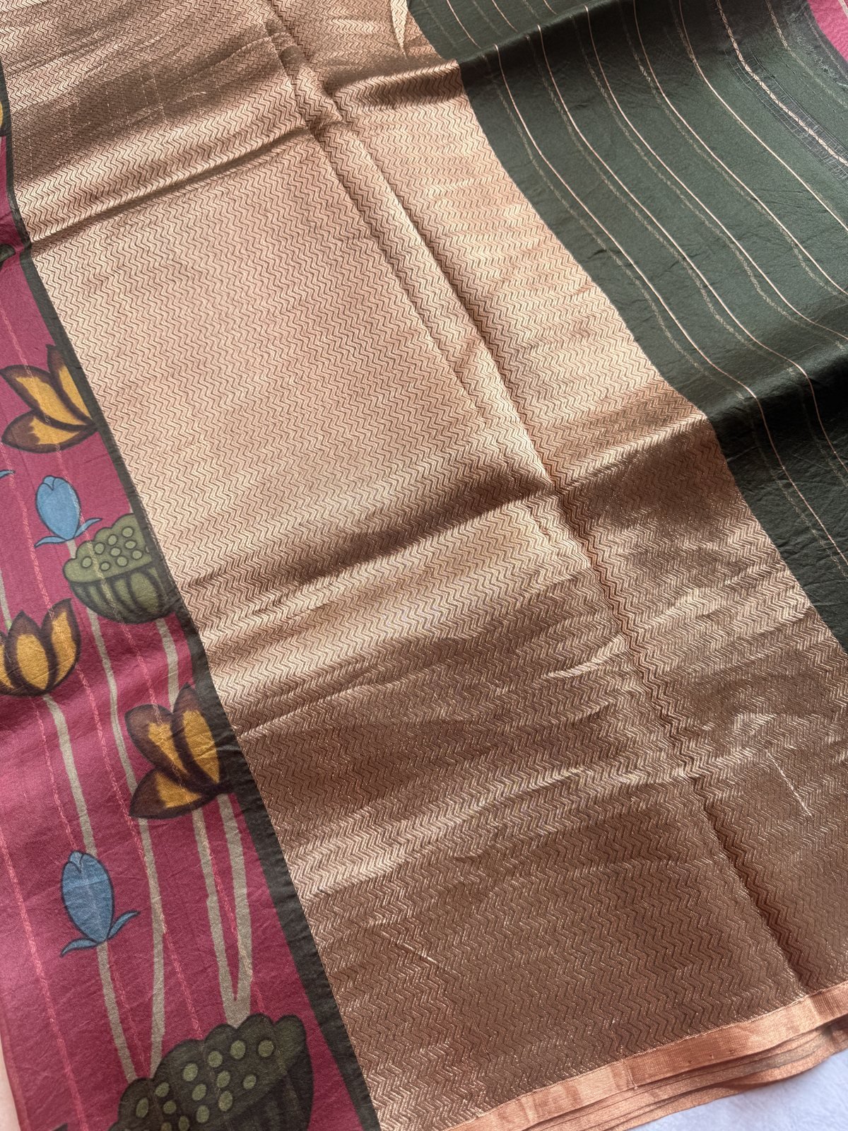 Wine Kora Organza Silk Saree with Meenakari Work – view 2