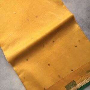 Yellow Kora Silk Saree with Green Borders